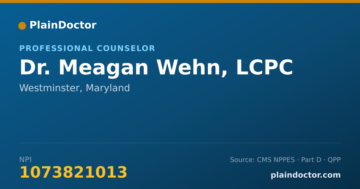 Shareable card for Meagan Wehn, LCPC - Professional Counselor, Westminster, MD