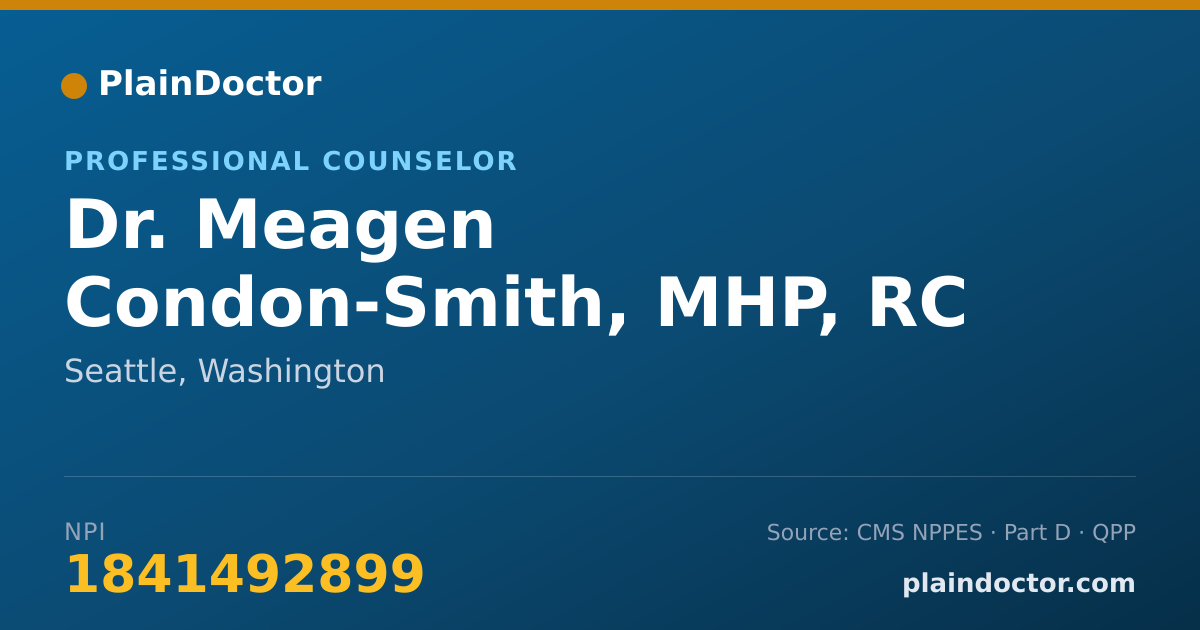 Shareable card for Meagen Condon-Smith, MHP, RC - Professional Counselor, Seattle, WA