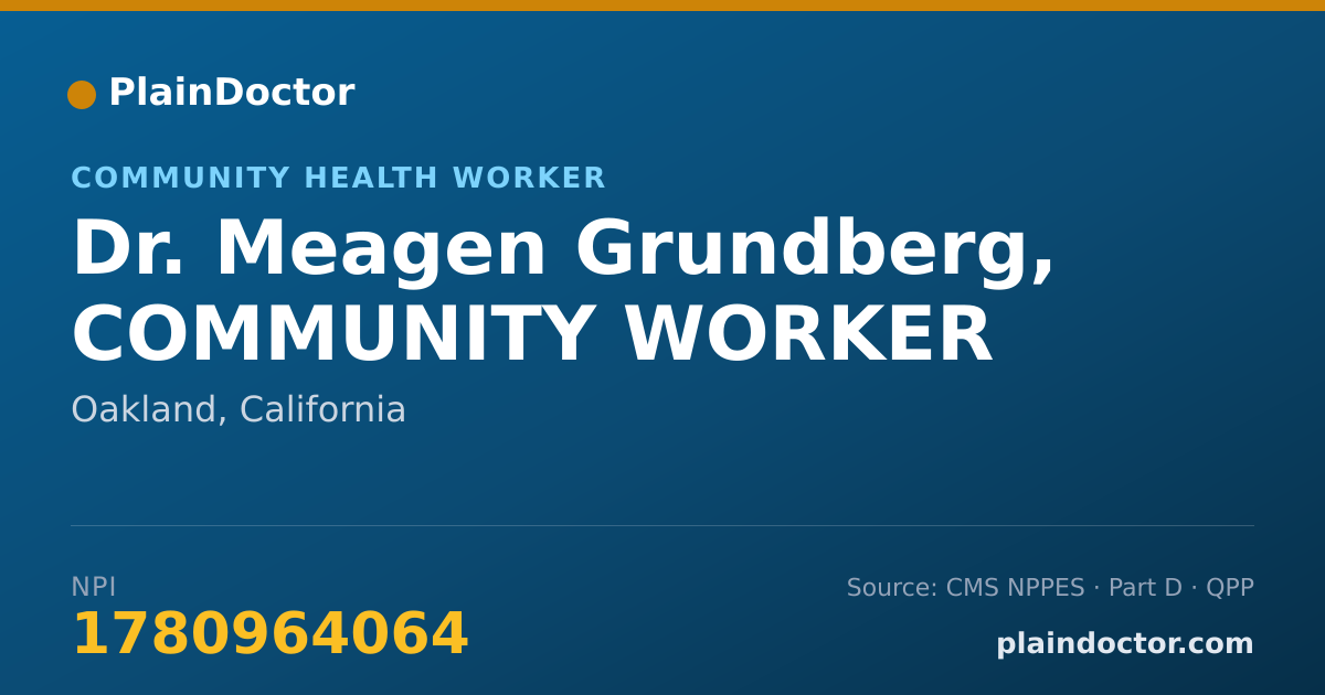 Shareable card for Meagen Grundberg, COMMUNITY WORKER - Community Health Worker, Oakland, CA