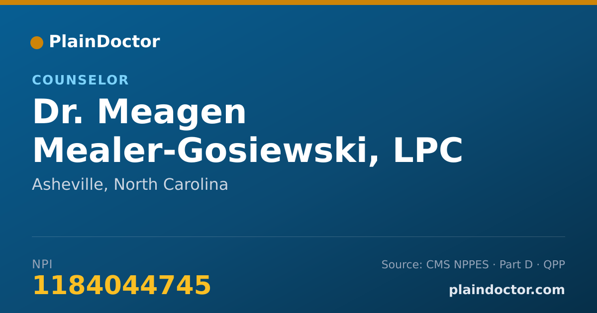 Shareable card for Meagen Mealer-Gosiewski, LPC - Counselor, Asheville, NC