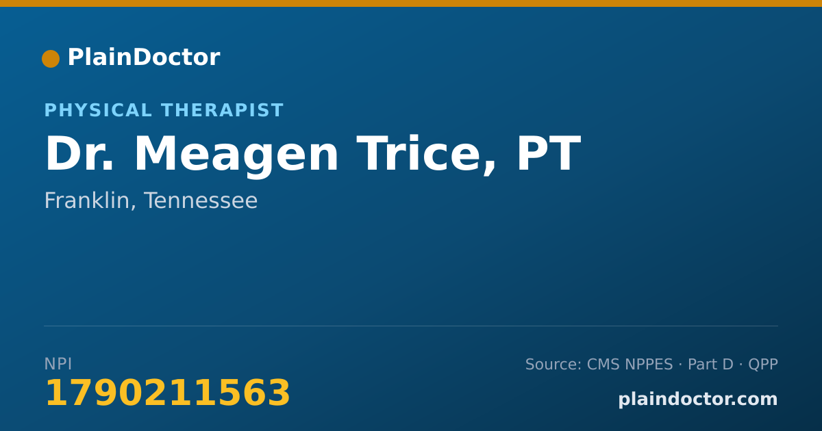 Shareable card for Meagen Trice, PT - Physical Therapist, Franklin, TN