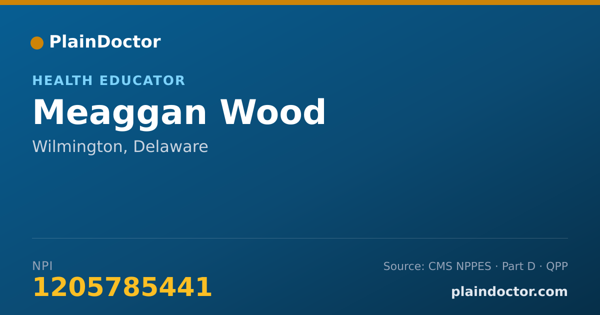 Shareable card for Meaggan Wood - Health Educator, Wilmington, DE