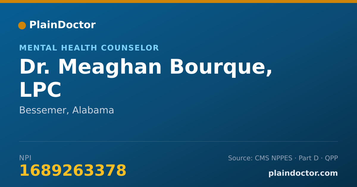 Shareable card for Meaghan Bourque, LPC - Mental Health Counselor, Bessemer, AL