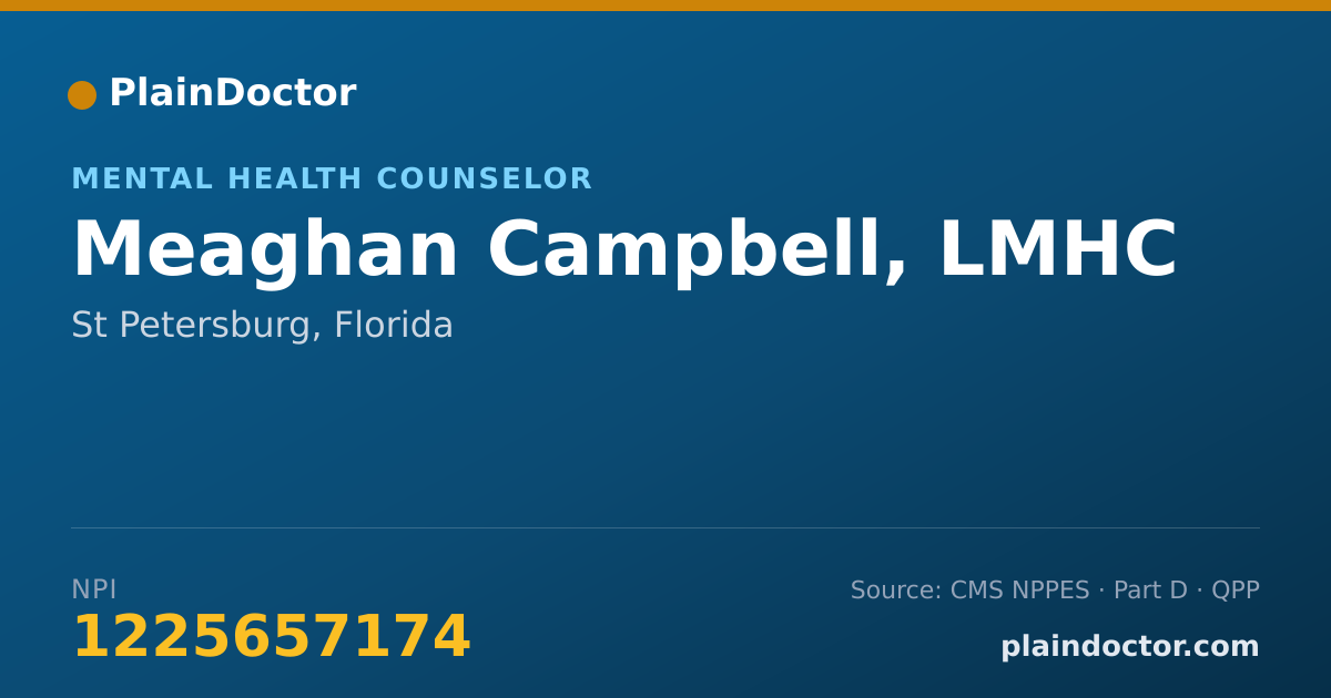 Shareable card for Meaghan Campbell, LMHC - Mental Health Counselor, St Petersburg, FL