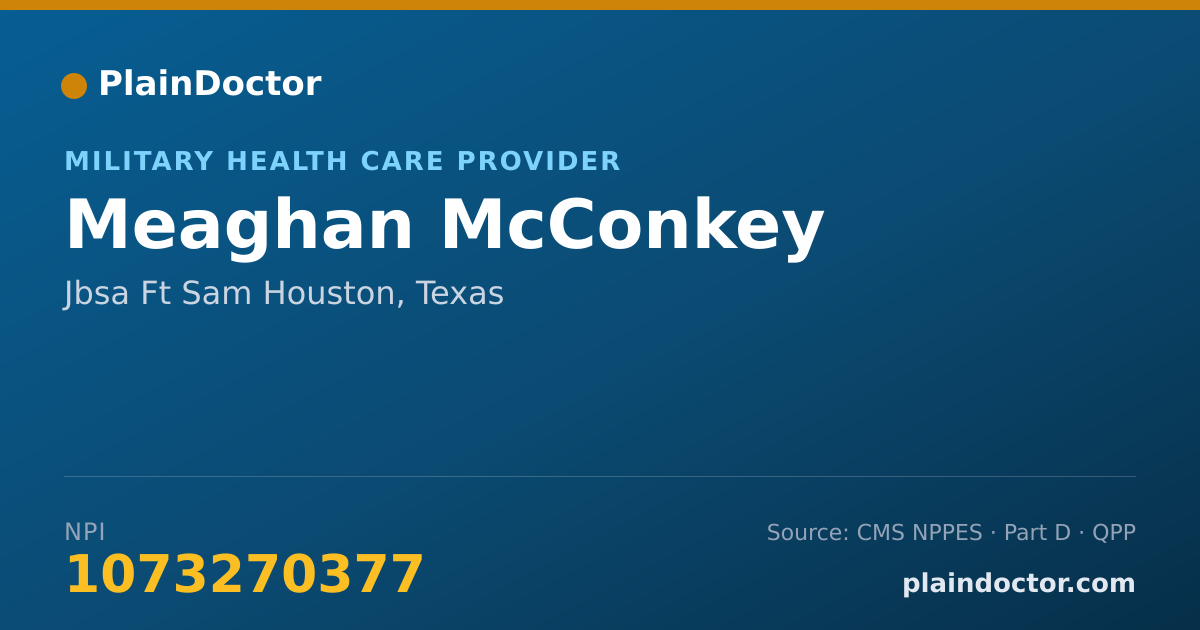 Shareable card for Meaghan McConkey - Military Health Care Provider, Jbsa Ft Sam Houston, TX