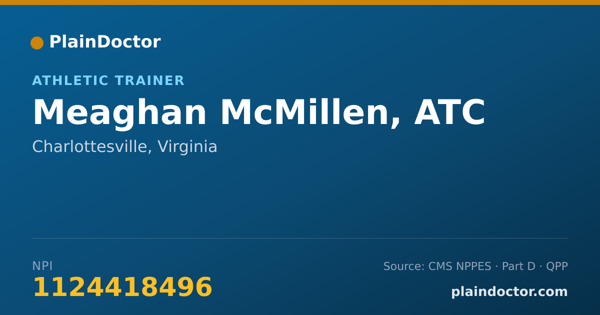 Shareable card for Meaghan McMillen, ATC - Athletic Trainer, Charlottesville, VA