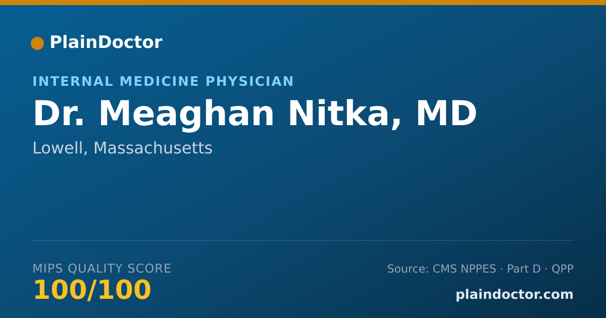 Shareable card for Meaghan Nitka, MD - Internal Medicine Physician, Lowell, MA