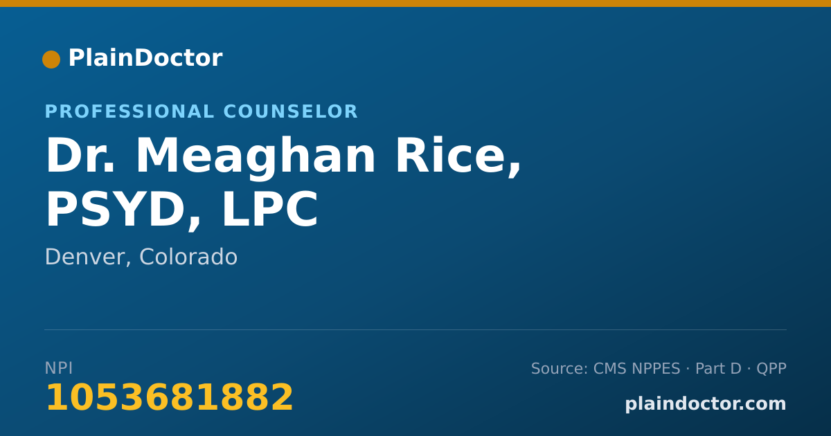 Shareable card for Meaghan Rice, PSYD, LPC - Professional Counselor, Denver, CO