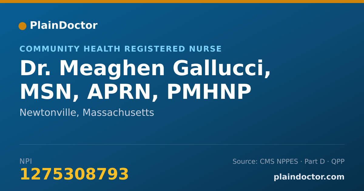 Shareable card for Meaghen Gallucci, MSN, APRN, PMHNP - Community Health Registered Nurse, Newtonville, MA