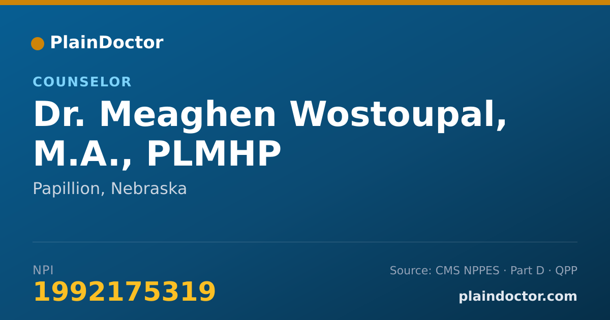 Shareable card for Meaghen Wostoupal, M.A., PLMHP - Counselor, Papillion, NE