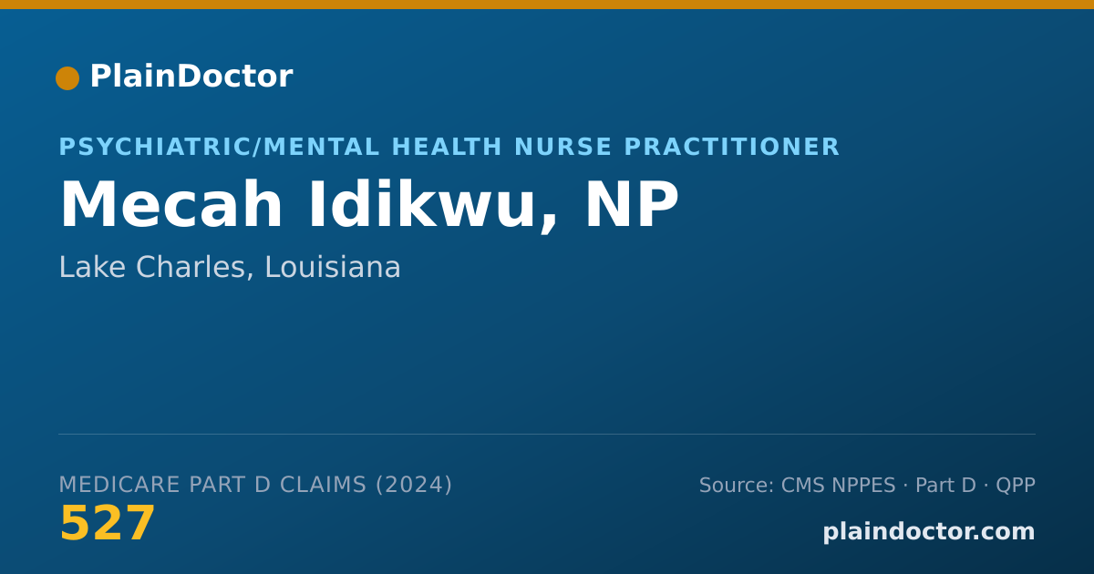 Shareable card for Mecah Idikwu, NP - Psychiatric/Mental Health Nurse Practitioner, Lake Charles, LA