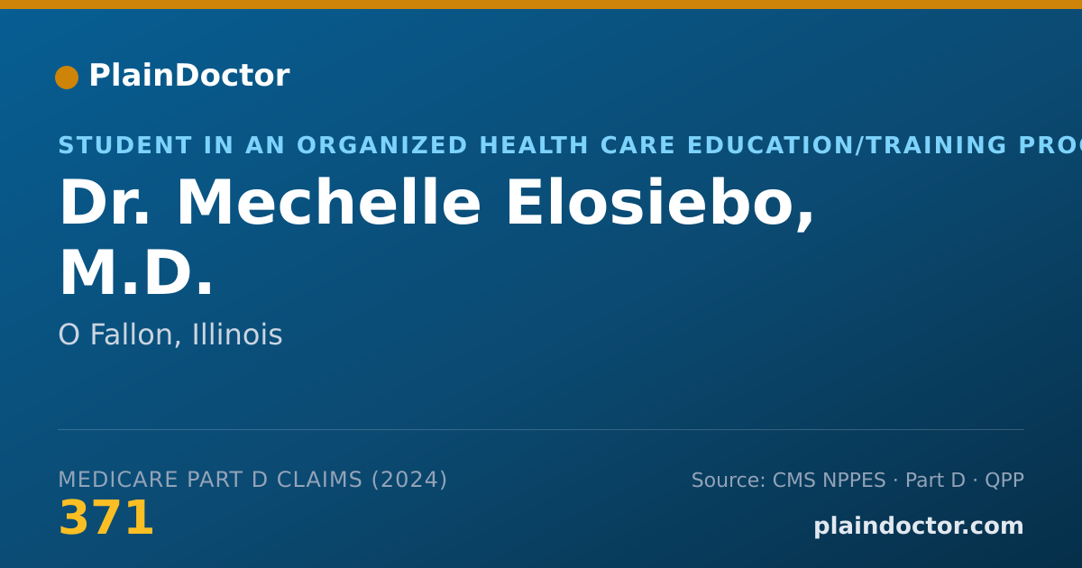 Shareable card for Mechelle Elosiebo, M.D. - Student in an Organized Health Care Education/Training Program, O Fallon, IL