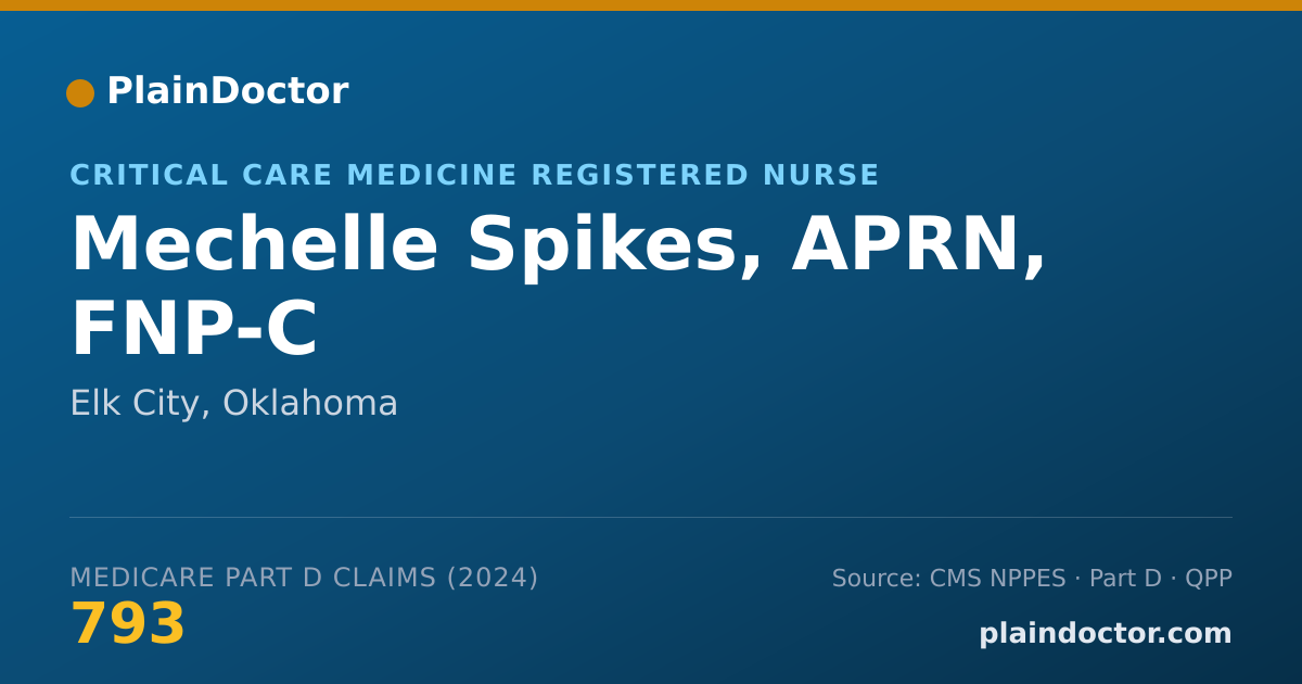 Shareable card for Mechelle Spikes, APRN, FNP-C - Critical Care Medicine Registered Nurse, Elk City, OK