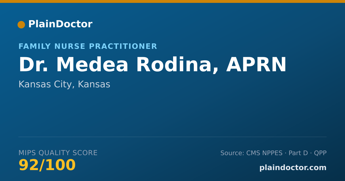 Shareable card for Medea Rodina, APRN - Family Nurse Practitioner, Kansas City, KS