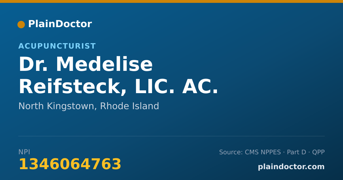 Shareable card for Medelise Reifsteck, LIC. AC. - Acupuncturist, North Kingstown, RI