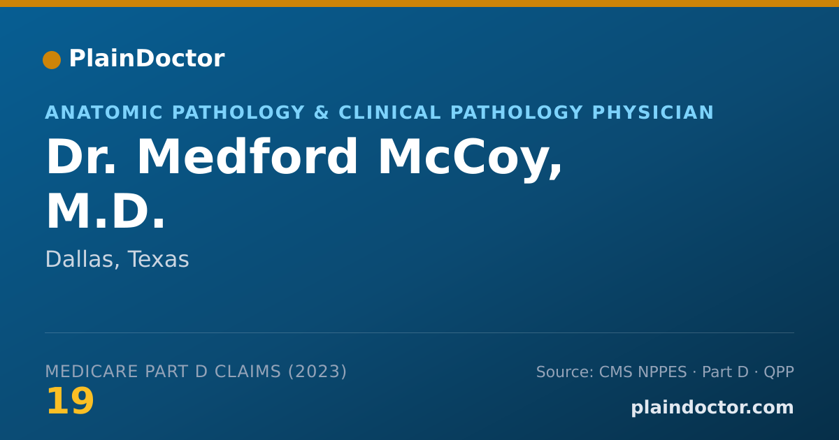 Shareable card for Medford McCoy, M.D. - Anatomic Pathology & Clinical Pathology Physician, Dallas, TX