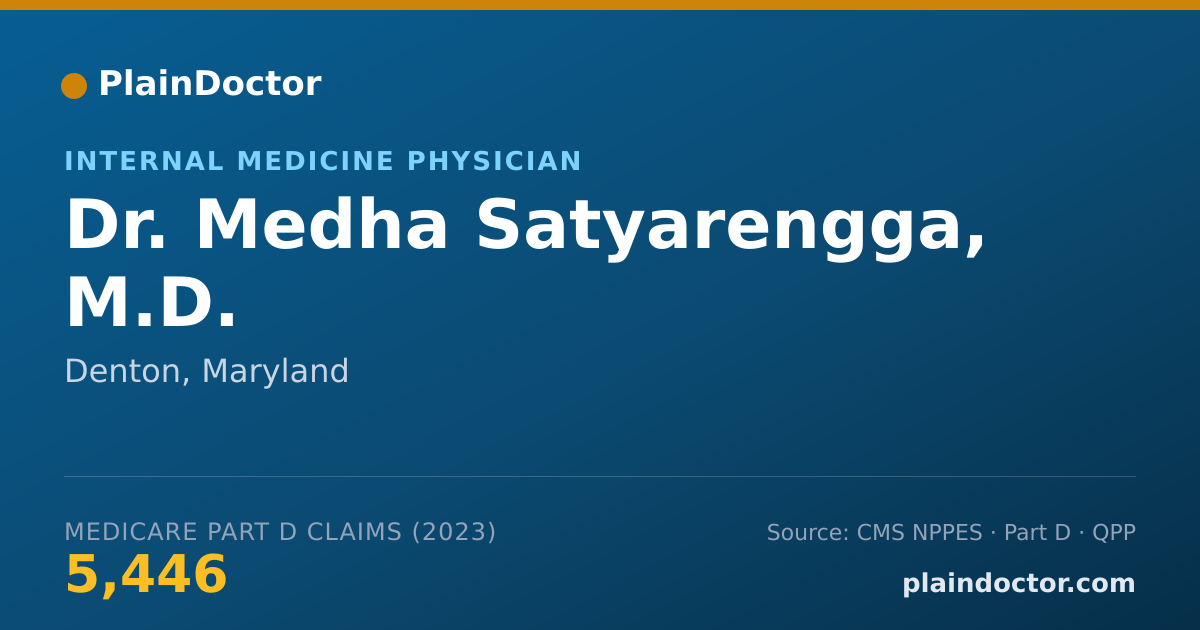 Shareable card for Medha Satyarengga, M.D. - Internal Medicine Physician, Denton, MD
