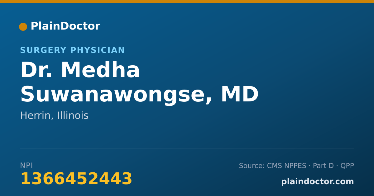 Shareable card for Medha Suwanawongse, MD - Surgery Physician, Herrin, IL