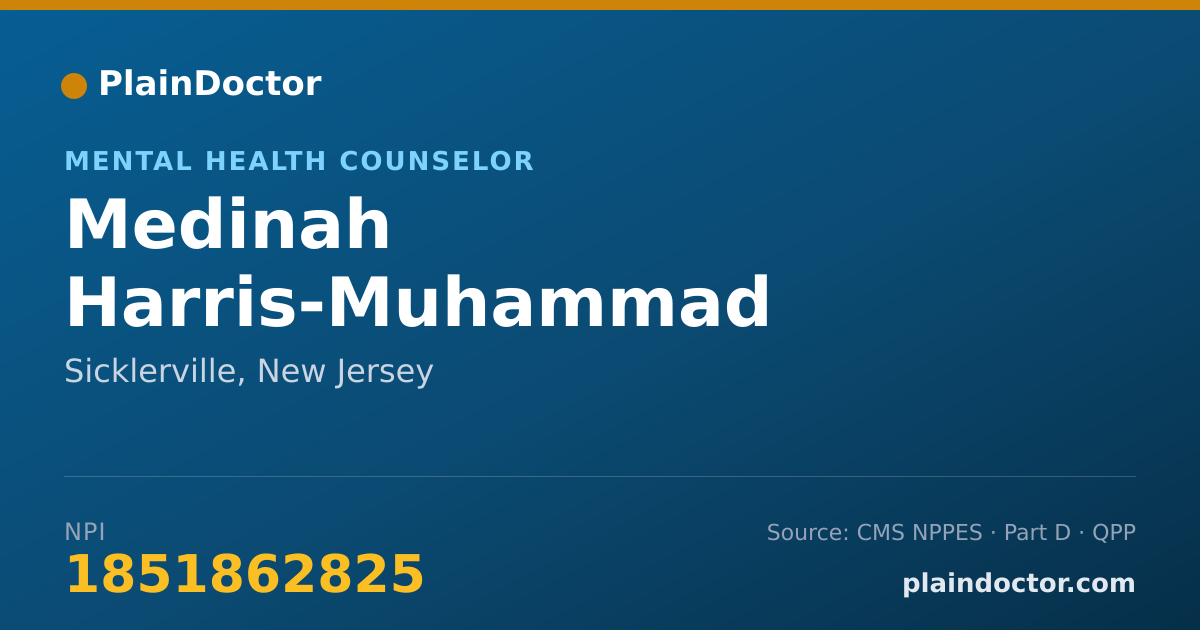 Shareable card for Medinah Harris-Muhammad - Mental Health Counselor, Sicklerville, NJ