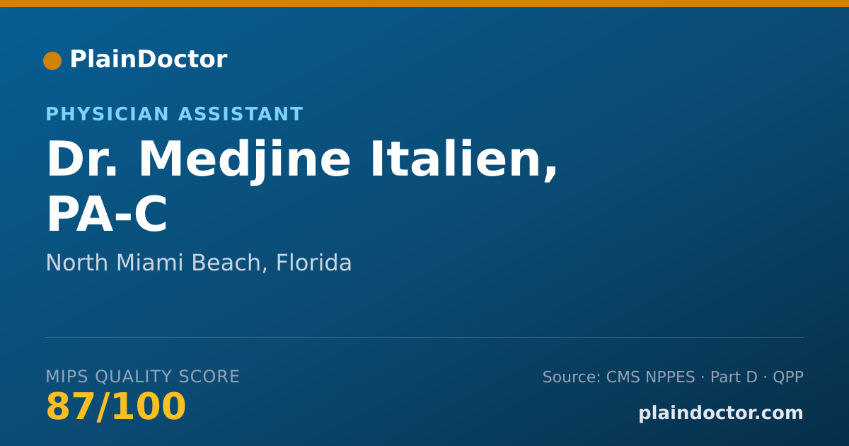Shareable card for Medjine Italien, PA-C - Physician Assistant, North Miami Beach, FL