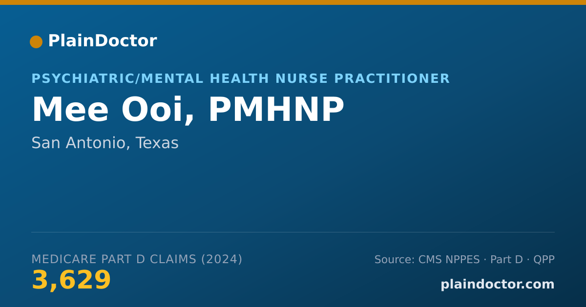 Shareable card for Mee Ooi, PMHNP - Psychiatric/Mental Health Nurse Practitioner, San Antonio, TX