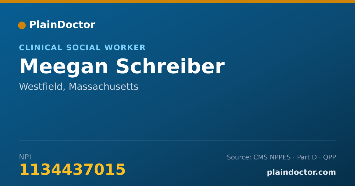 Shareable card for Meegan Schreiber - Clinical Social Worker, Westfield, MA