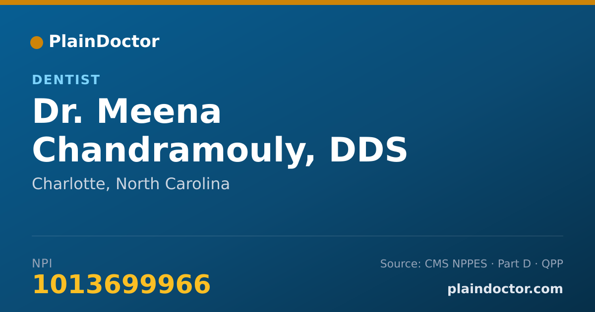 Shareable card for Meena Chandramouly, DDS - Dentist, Charlotte, NC