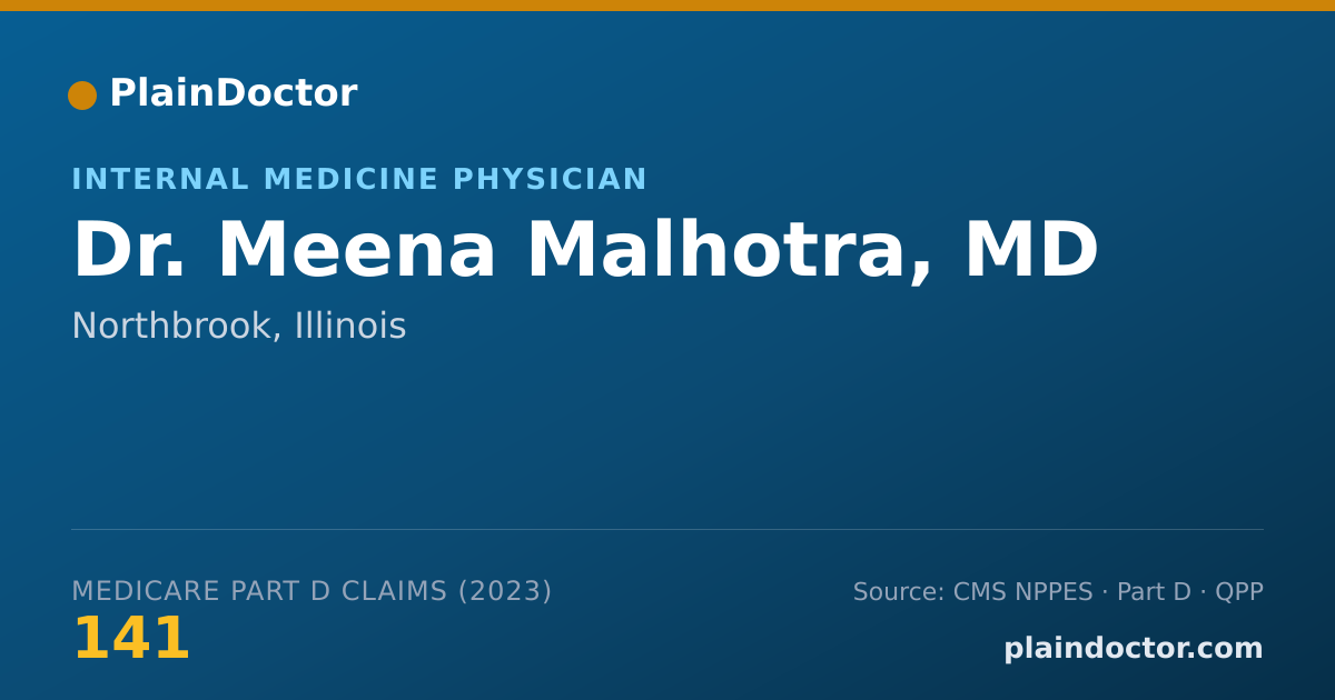 Shareable card for Meena Malhotra, MD - Internal Medicine Physician, Northbrook, IL