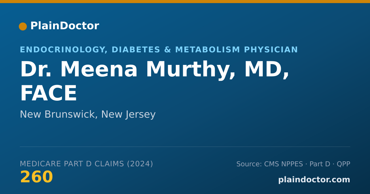 Shareable card for Meena Murthy, MD, FACE - Endocrinology, Diabetes & Metabolism Physician, New Brunswick, NJ