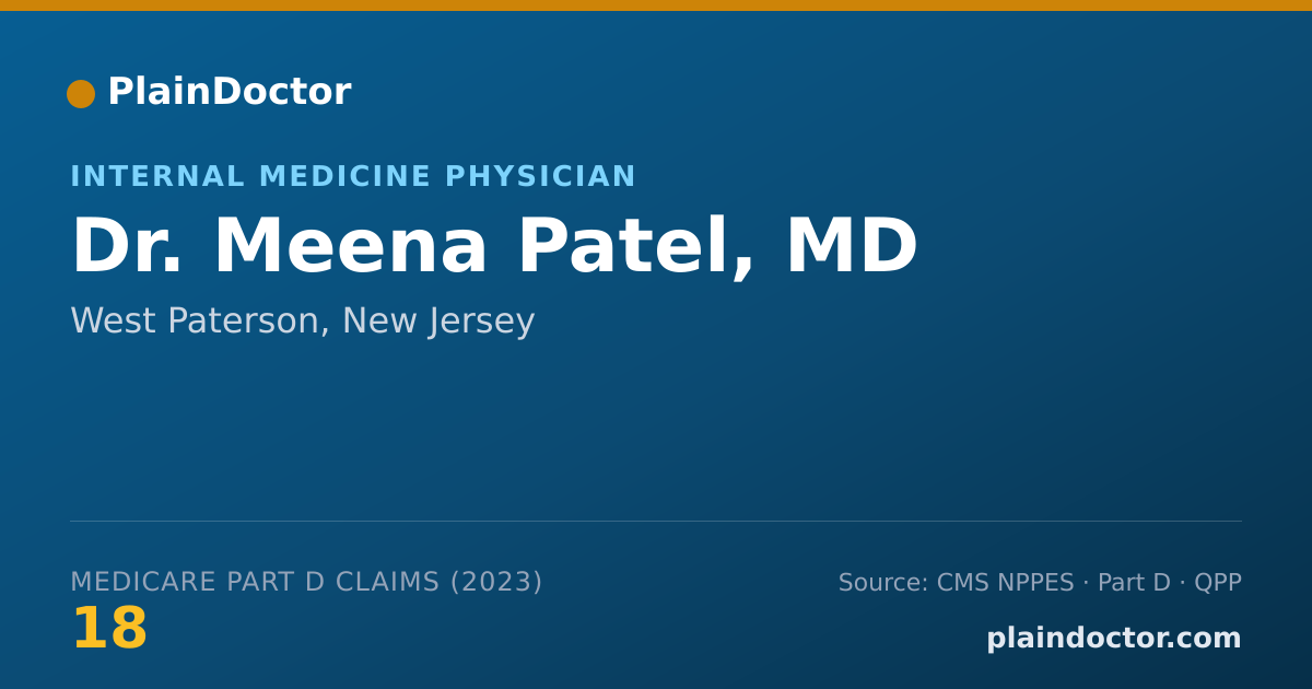 Shareable card for Meena Patel, MD - Internal Medicine Physician, West Paterson, NJ
