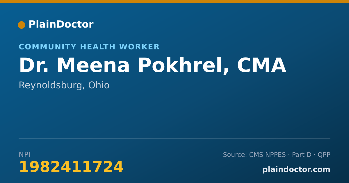 Shareable card for Meena Pokhrel, CMA - Community Health Worker, Reynoldsburg, OH