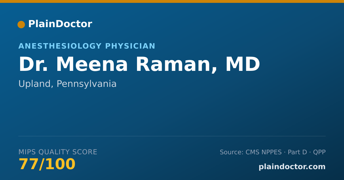 Shareable card for Meena Raman, MD - Anesthesiology Physician, Upland, PA