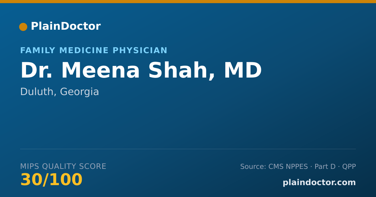 Shareable card for Meena Shah, MD - Family Medicine Physician, Duluth, GA