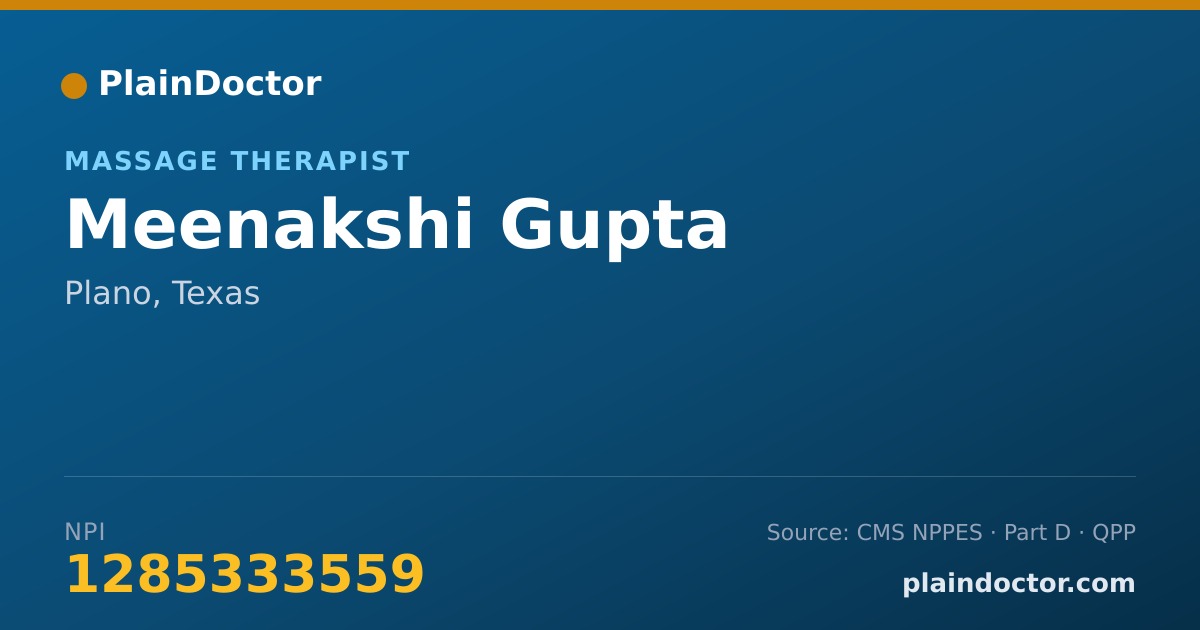 Shareable card for Meenakshi Gupta - Massage Therapist, Plano, TX