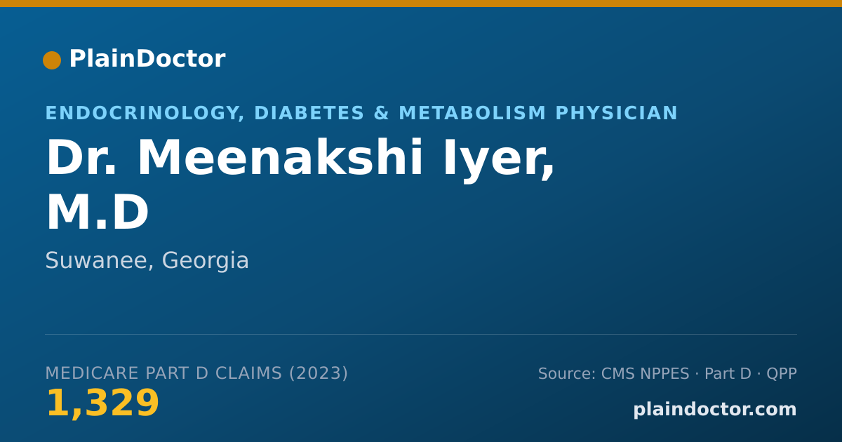 Shareable card for Meenakshi Iyer, M.D - Endocrinology, Diabetes & Metabolism Physician, Suwanee, GA