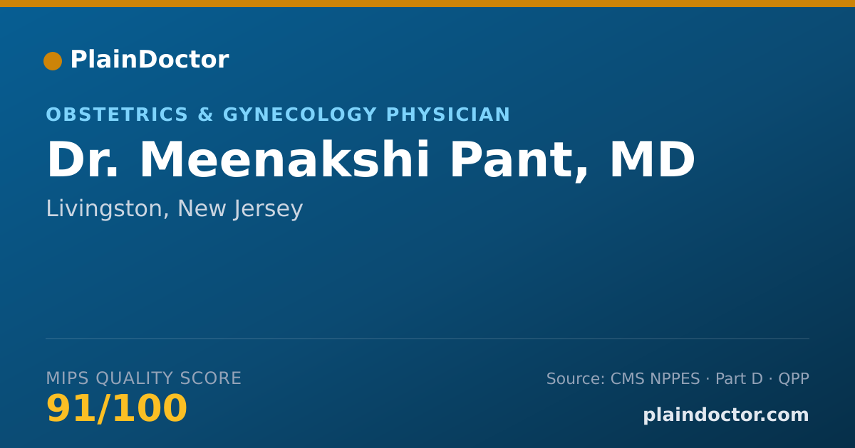 Shareable card for Meenakshi Pant, MD - Obstetrics & Gynecology Physician, Livingston, NJ