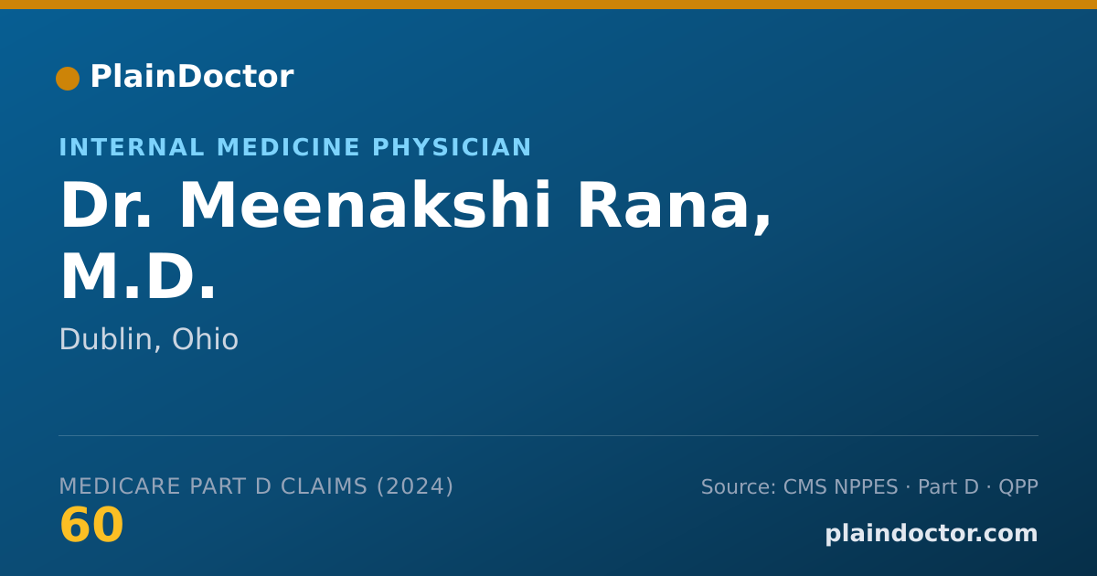 Shareable card for Meenakshi Rana, M.D. - Internal Medicine Physician, Dublin, OH