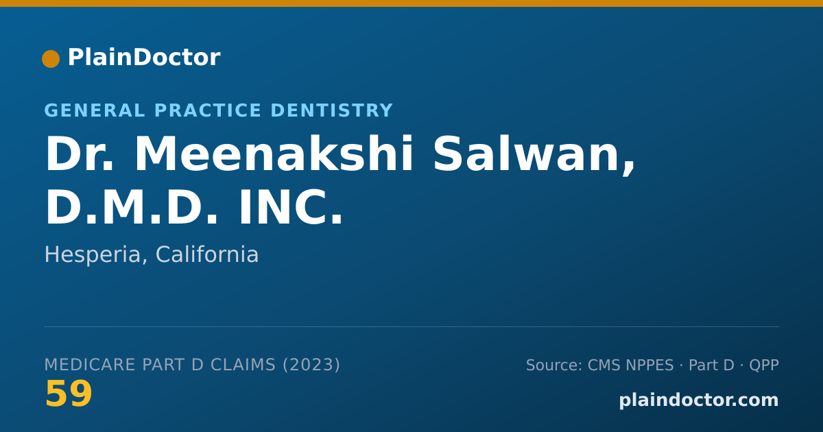 Shareable card for Meenakshi Salwan, D.M.D. INC. - General Practice Dentistry, Hesperia, CA