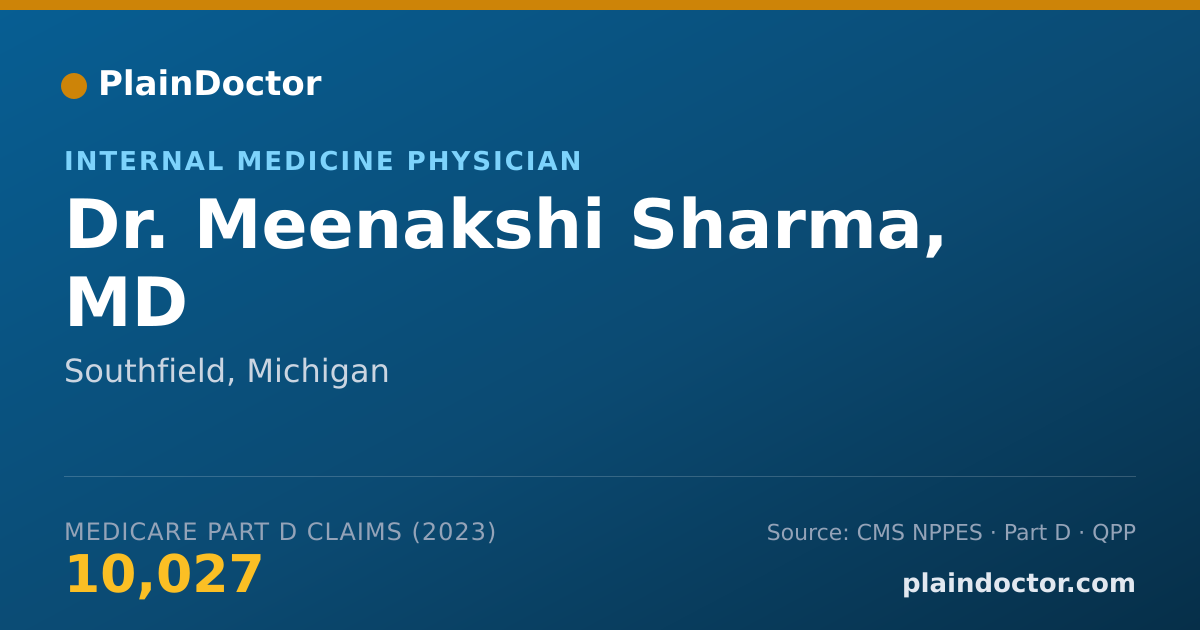 Shareable card for Meenakshi Sharma, MD - Internal Medicine Physician, Southfield, MI