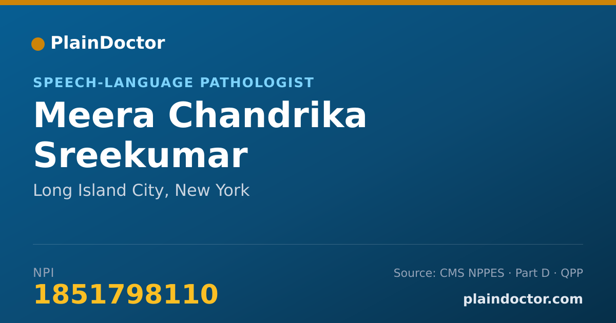 Shareable card for Meera Chandrika Sreekumar - Speech-Language Pathologist, Long Island City, NY