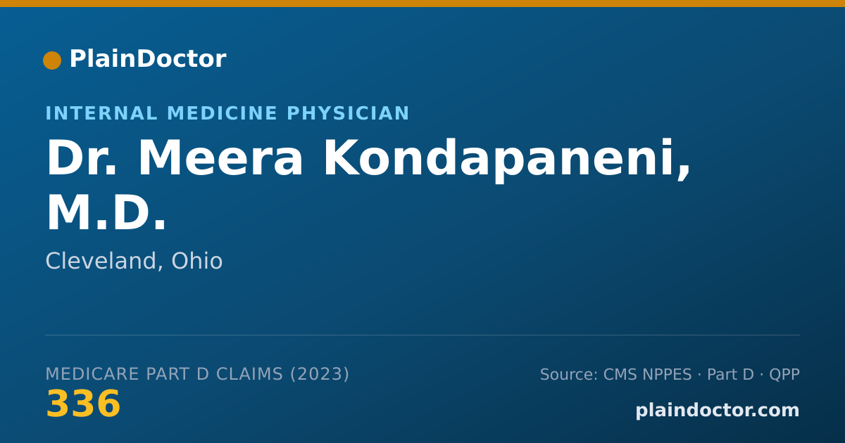 Shareable card for Meera Kondapaneni, M.D. - Internal Medicine Physician, Cleveland, OH