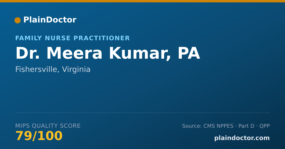 Shareable card for Meera Kumar, PA - Family Nurse Practitioner, Fishersville, VA