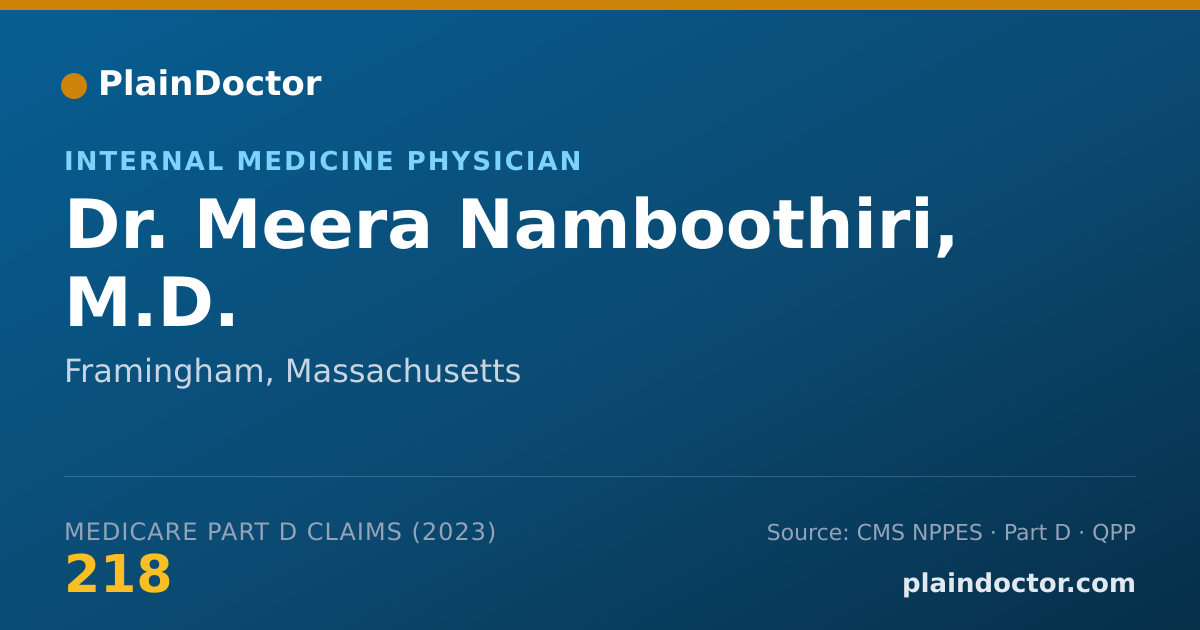 Shareable card for Meera Namboothiri, M.D. - Internal Medicine Physician, Framingham, MA
