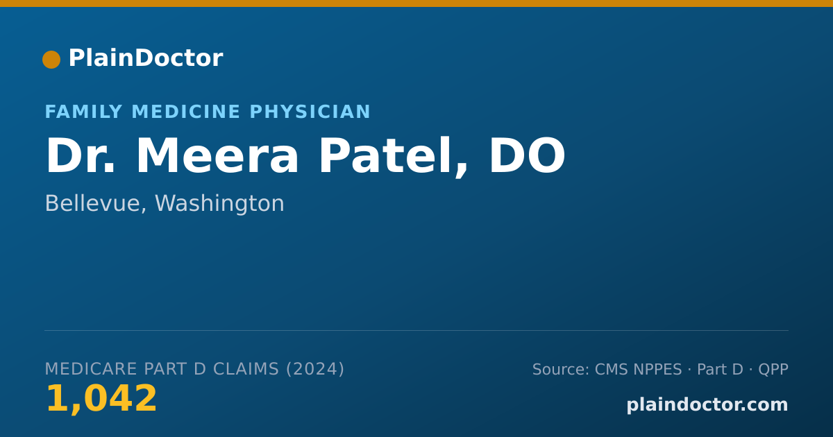 Shareable card for Meera Patel, DO - Family Medicine Physician, Bellevue, WA