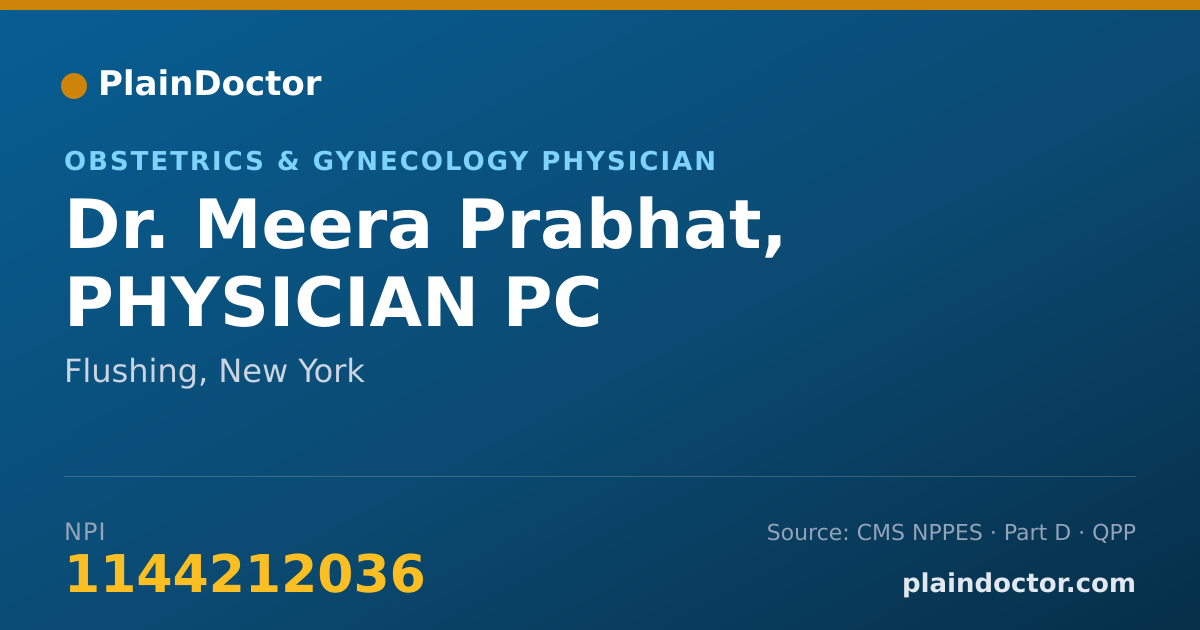 Shareable card for Meera Prabhat, PHYSICIAN PC - Obstetrics & Gynecology Physician, Flushing, NY
