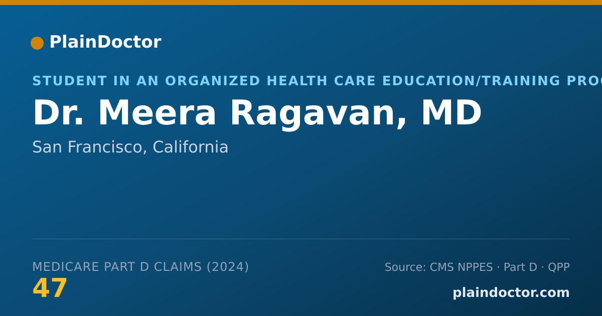 Shareable card for Meera Ragavan, MD - Student in an Organized Health Care Education/Training Program, San Francisco, CA