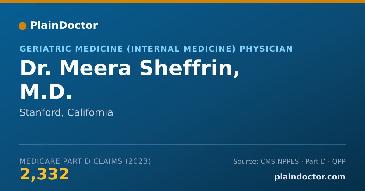 Shareable card for Meera Sheffrin, M.D. - Geriatric Medicine (Internal Medicine) Physician, Stanford, CA