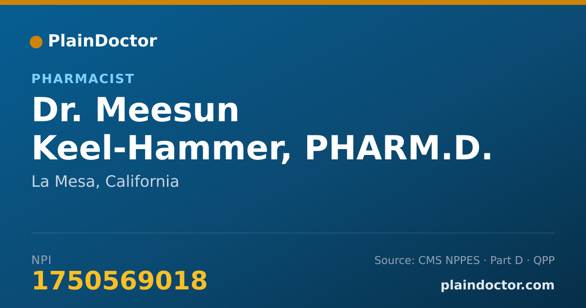 Shareable card for Meesun Keel-Hammer, PHARM.D. - Pharmacist, La Mesa, CA
