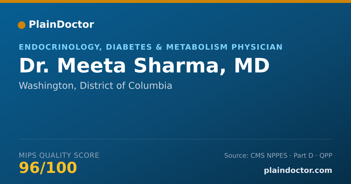 Shareable card for Meeta Sharma, MD - Endocrinology, Diabetes & Metabolism Physician, Washington, DC