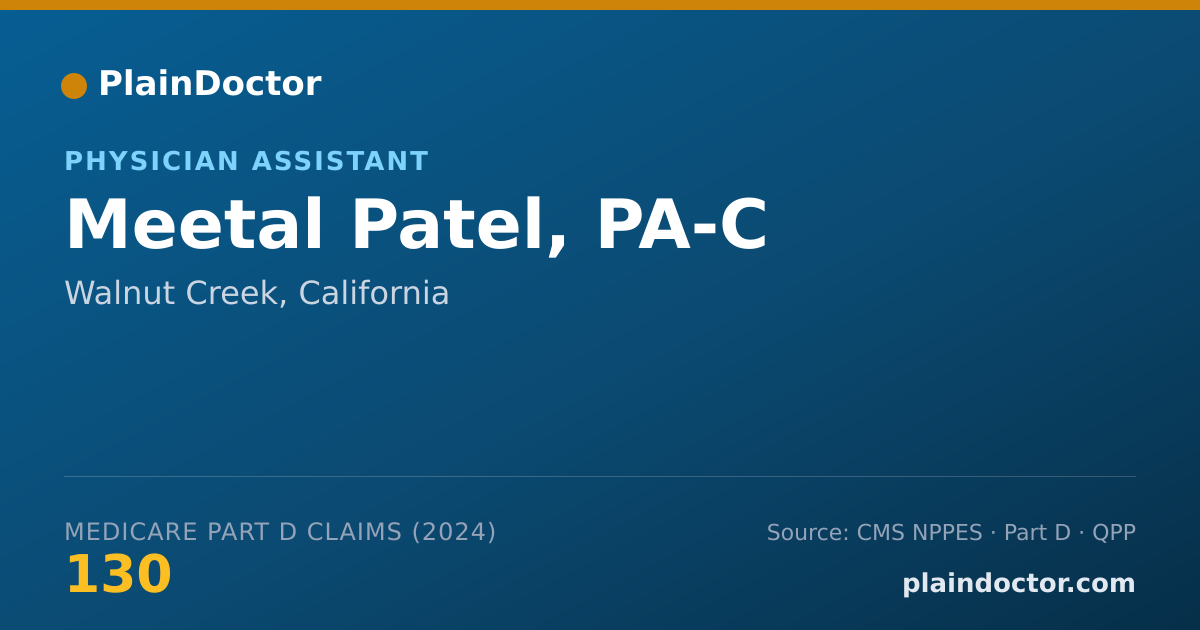 Shareable card for Meetal Patel, PA-C - Physician Assistant, Walnut Creek, CA